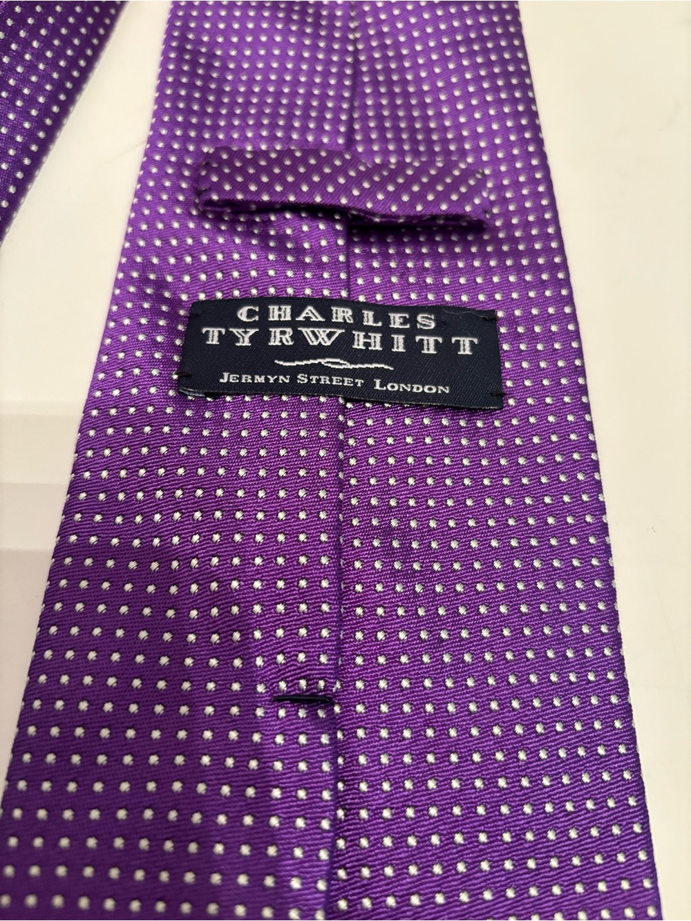 Charles Tyrwhitt Purple with White Microdot Silk Tie
